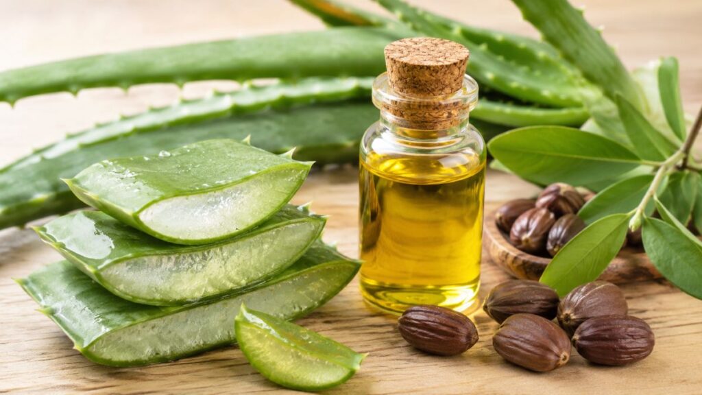 Aloe vera and jojoba oil for healthy skin
