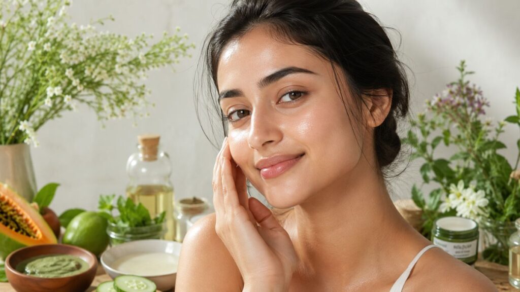 Healthy glowing skin with natural skincare