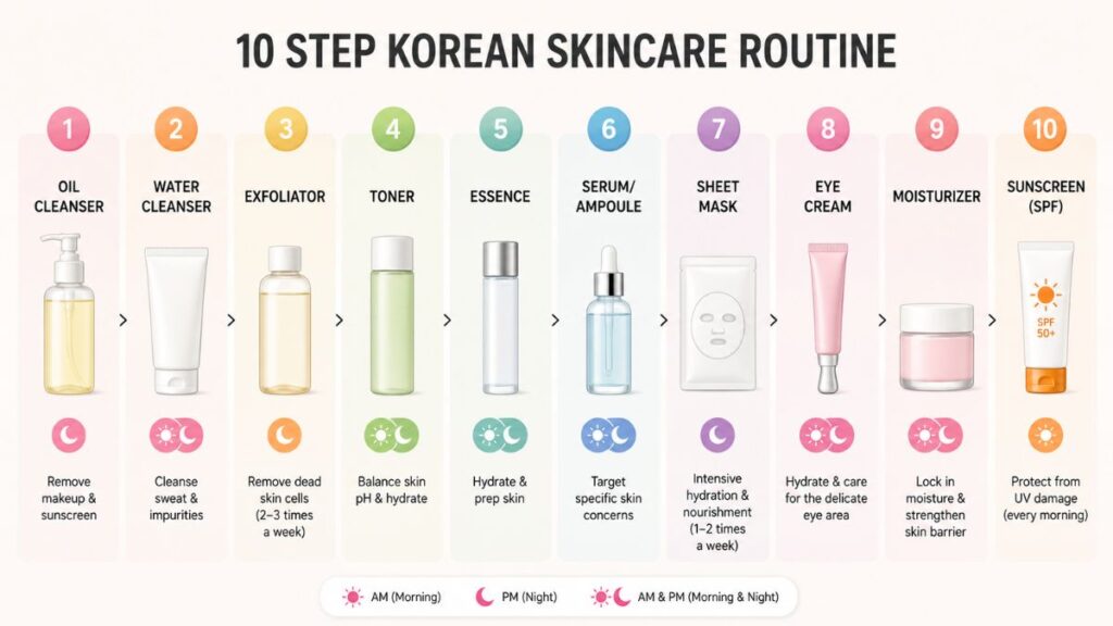 10-step Korean skincare chart