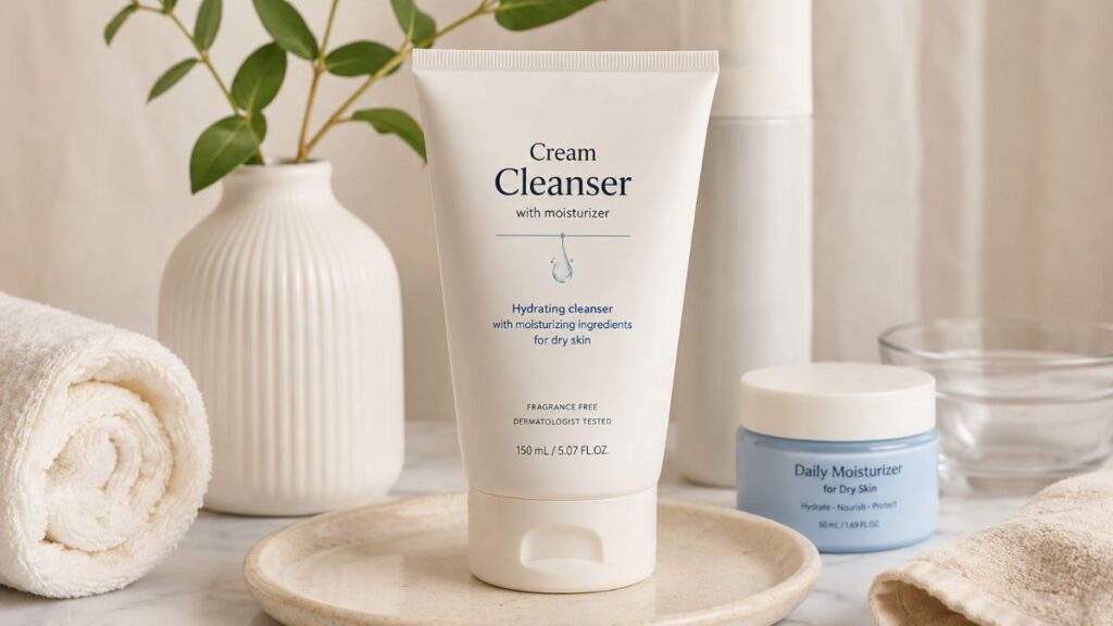 Hydrating cleanser with moisturizing ingredients for dry skin