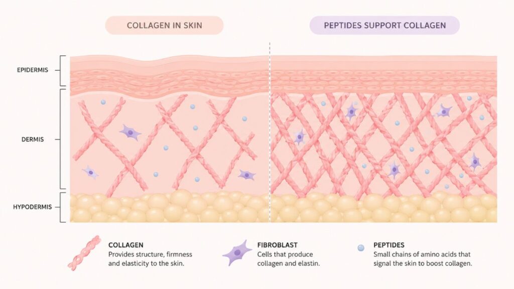 Collagen fibers and healthy skin structure illustration