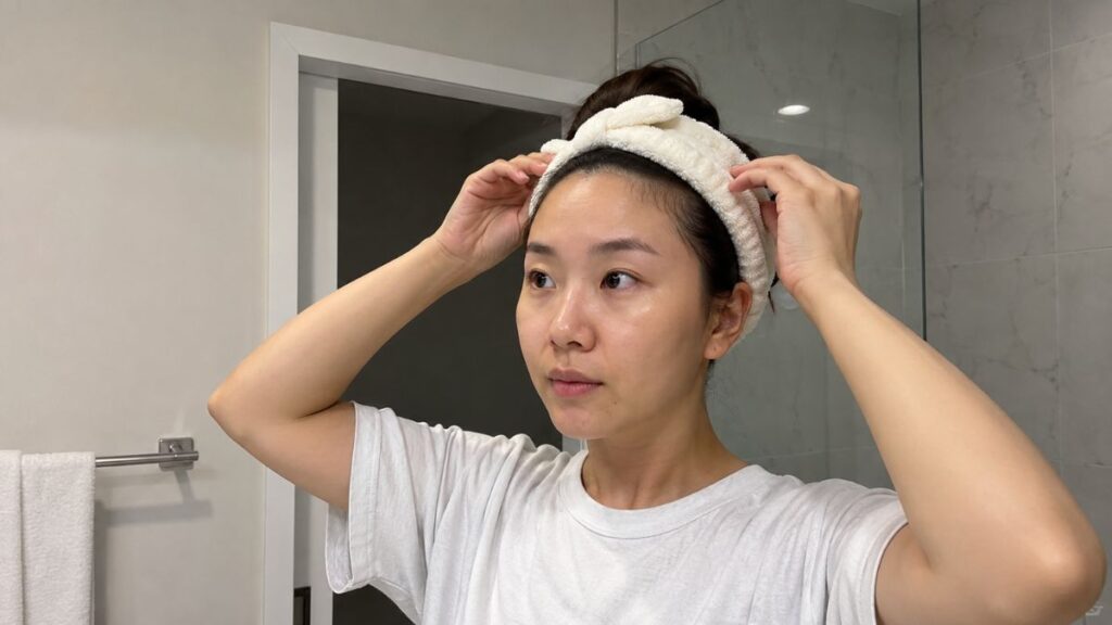 How to wear a skincare headband correctly