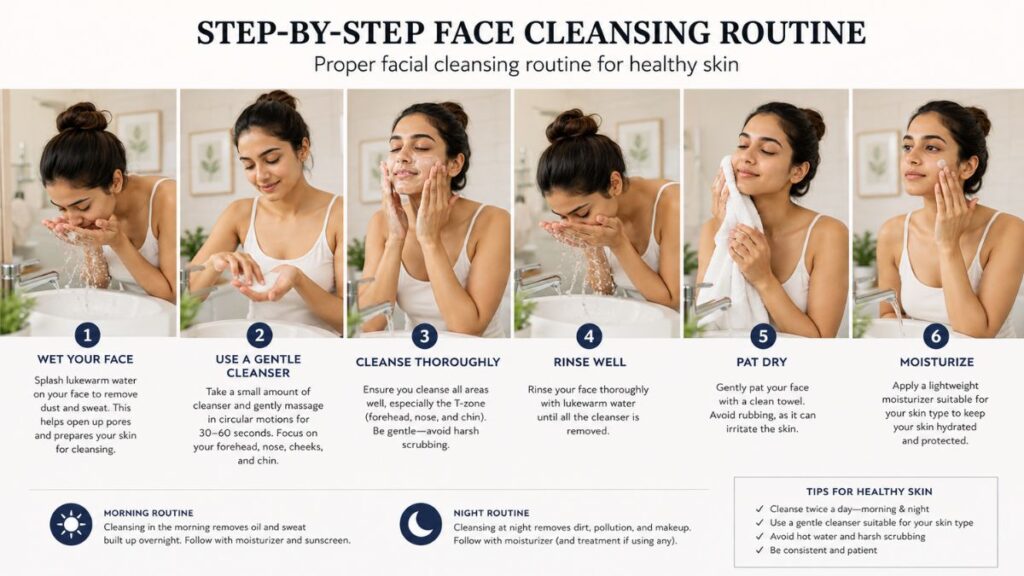 Proper facial cleansing routine for healthy skin