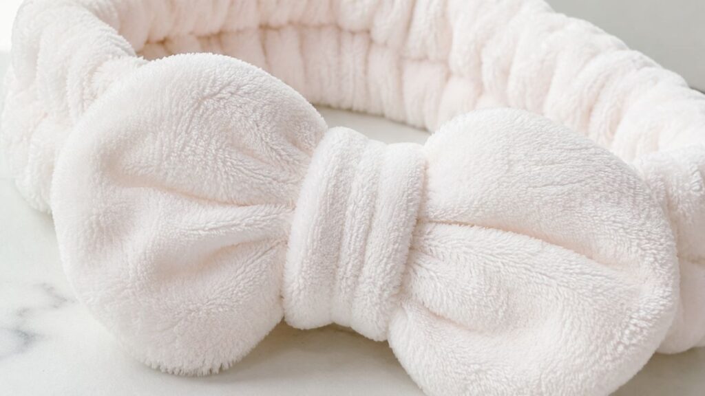Soft skincare headband made from microfiber fabric