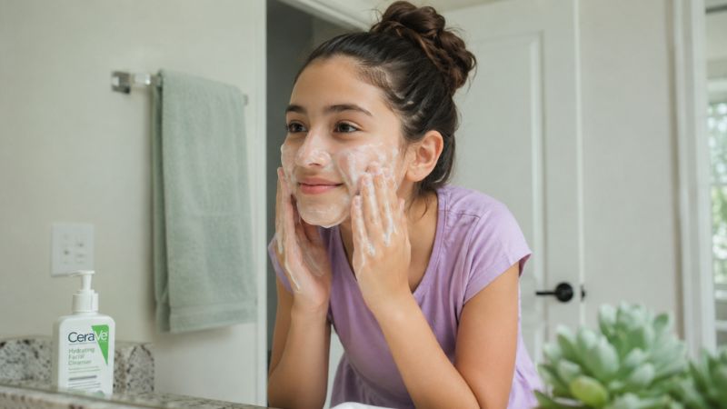 Is Bubble cleanser safe for kids using a gentle face washing routine