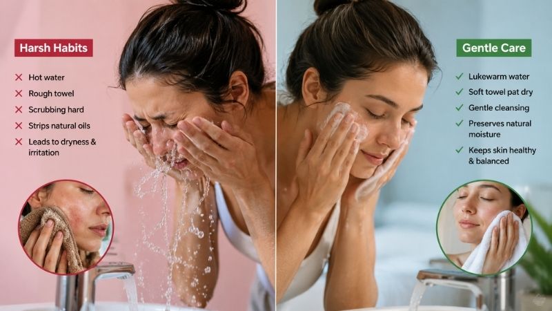 face wash habits that can make dry skin feel worse