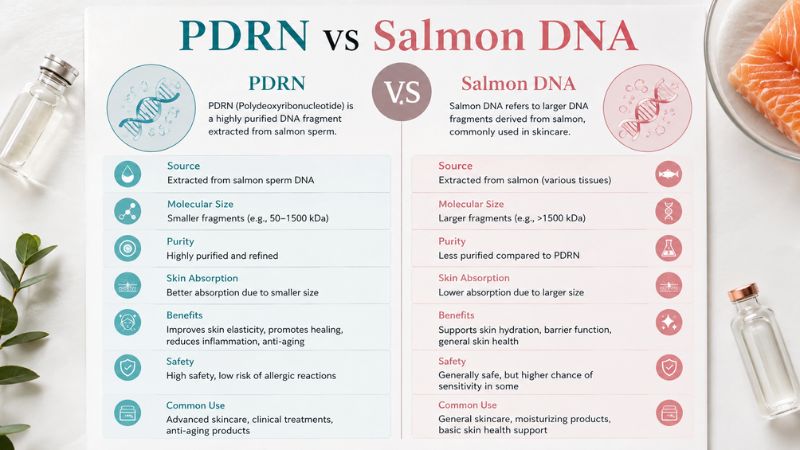 Comparison between PDRN and salmon DNA skincare ingredients
