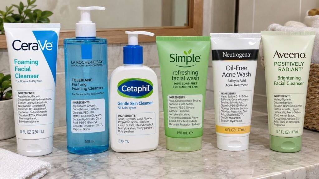 Face wash ingredients for different skin types