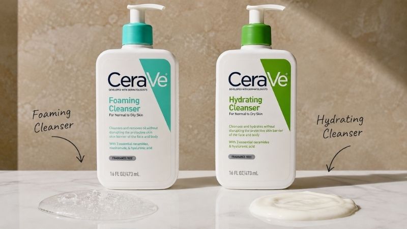 Face wash vs cleanser comparison with CeraVe facial cleansers