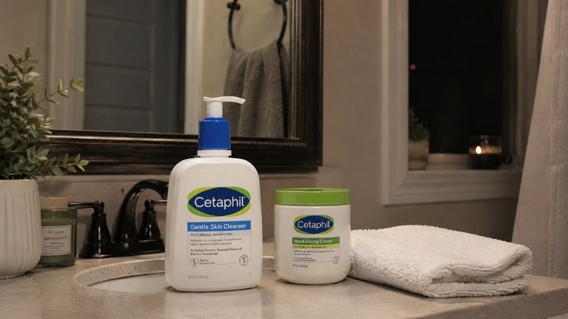 Gentle Cetaphil cleanser in a daily skincare routine