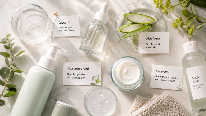 Gentle skincare ingredients suitable for children's skin care products