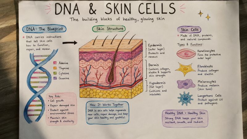 Illustration explaining how PDRN supports natural skin repair