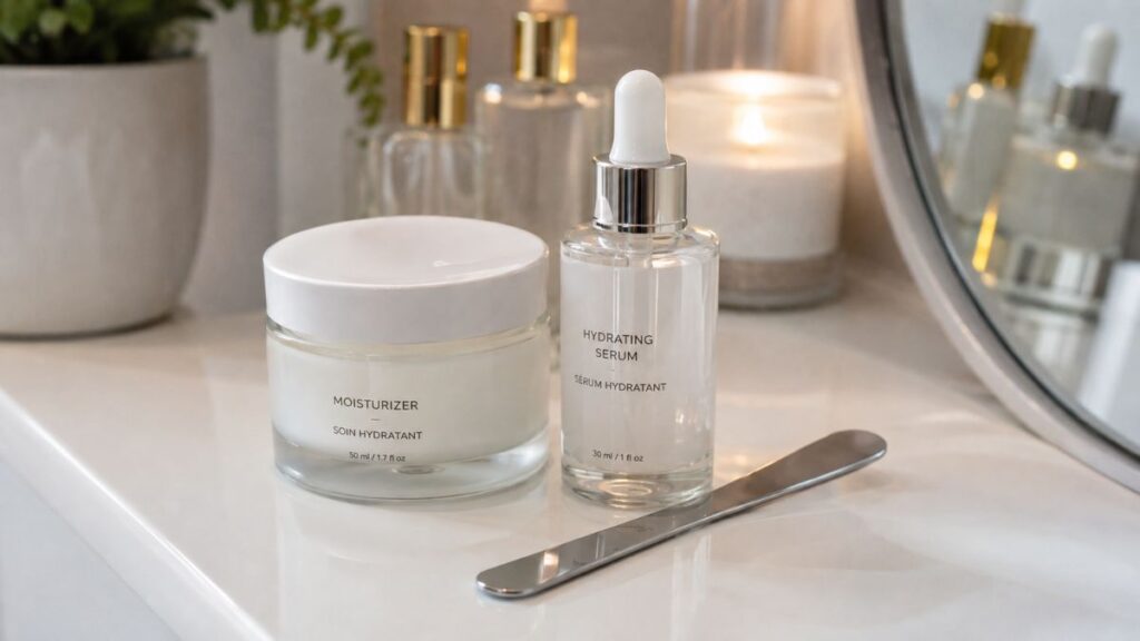 How to store stainless skincare spatula on a clean skincare vanity