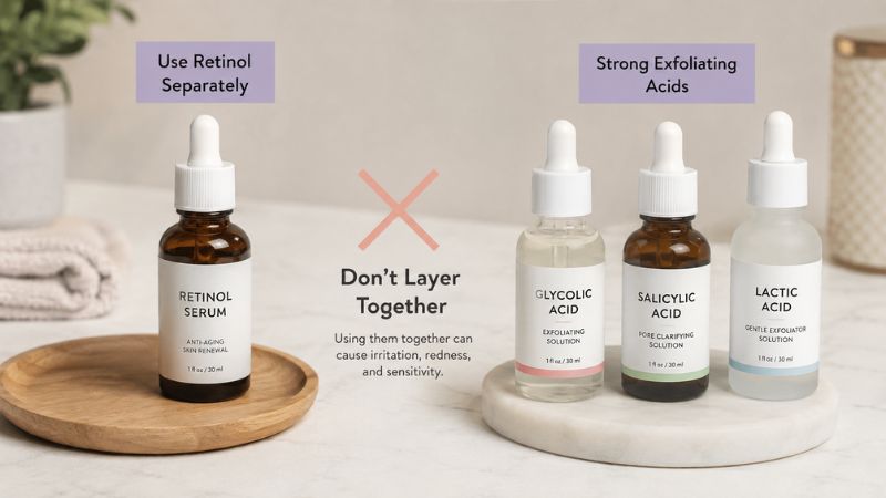 Skincare products to avoid combining with retinol in one routine