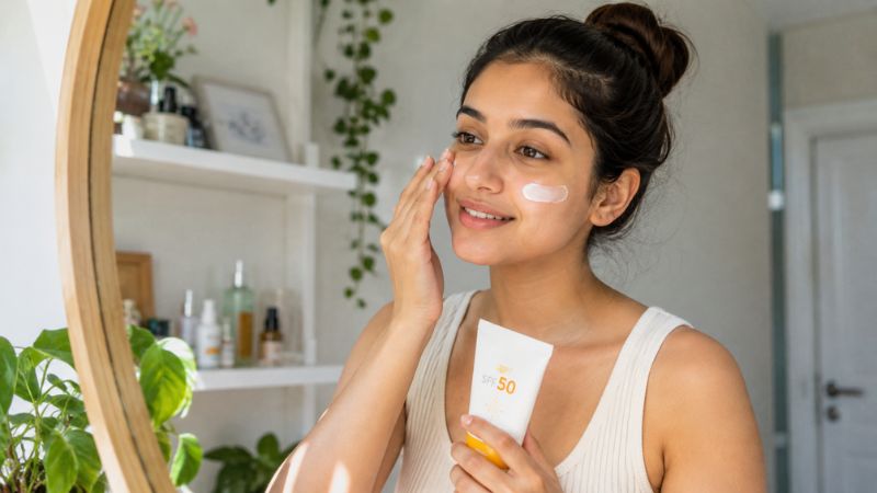 Proper skincare routine with sunscreen 