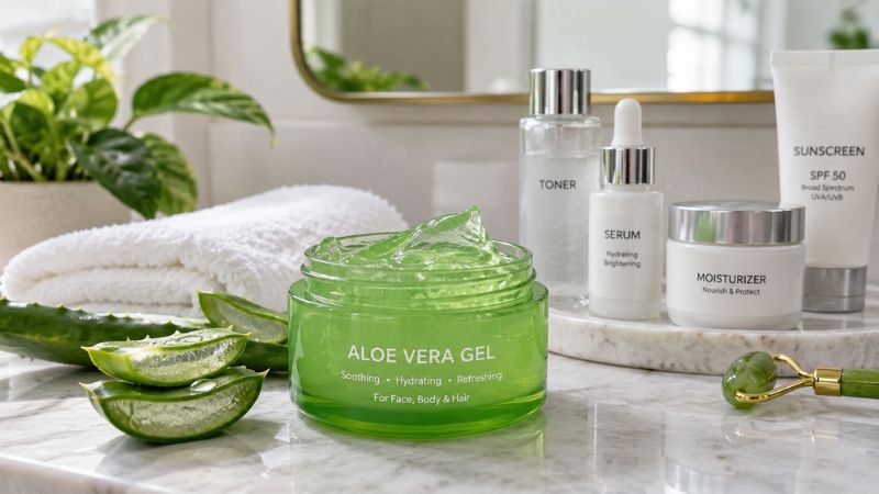 Aloe vera gel for soothing post-acne skin