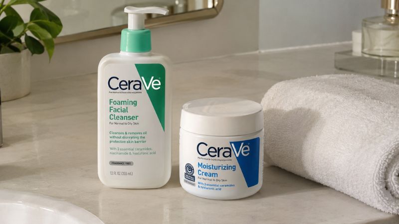 daily skincare routine with a cleanser