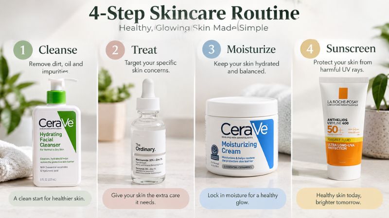 Four-step routine for naturally fading acne marks