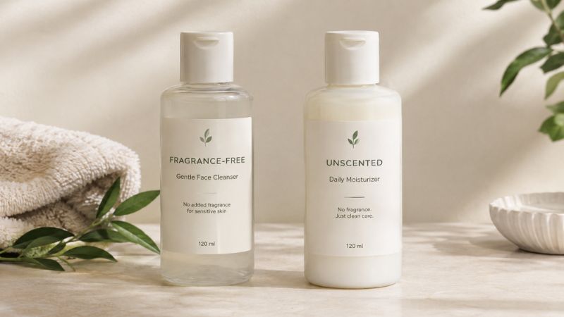 fragrance-free skincare compared with unscented skincare products
