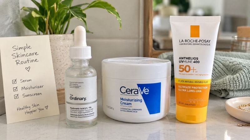 Hydrating skincare routine with barrier-supporting ingredients