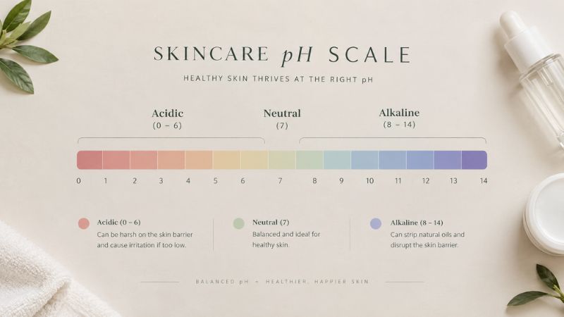 pH-balanced cleanser and skincare pH scale