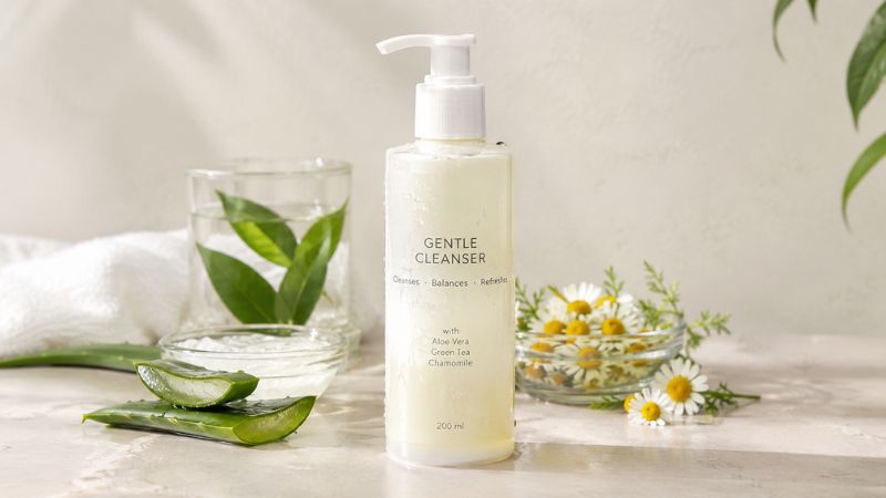 pH-balanced cleanser bottle for gentle facial care