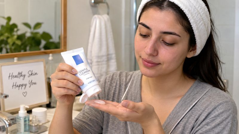 testing a new facial cleanser before adding it to a skincare routine