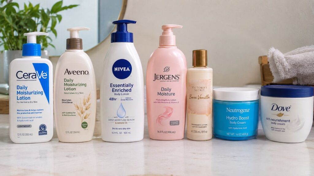 Body Lotion vs Body Cream side by side for skincare comparison