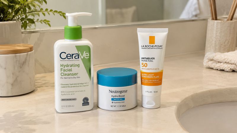 Gentle skincare products for avoiding ingredients that cause irritation.