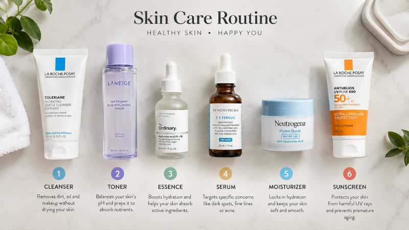 Skincare routine order showing toner vs essence: which one should you use first